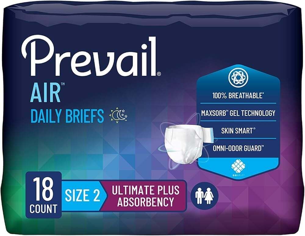Prevail Air Plus Daily Brief - Size 2 - Breathability Absorbency - 18 Count